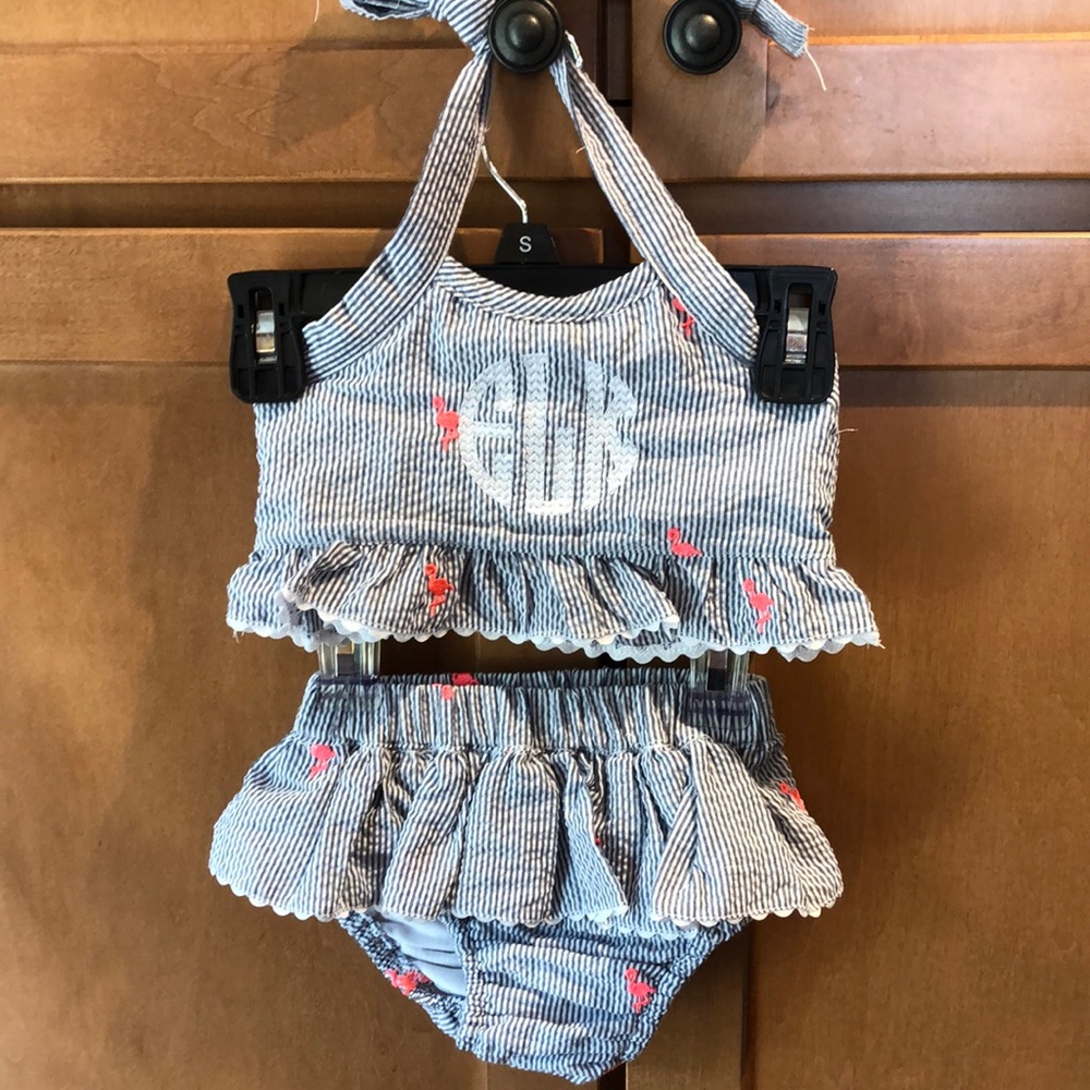 Monogrammed EKL- 2 pc Little Girl’s Swimsuit- size 3T